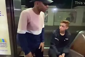 Public encounter with a hunk at the bus stop