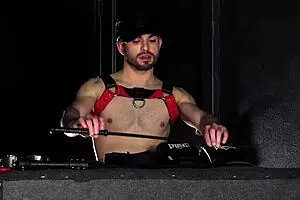 Young blonde jock gets whipped and fucked in BDSM
