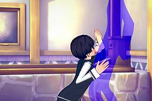 Ей, вижте Sword Art Online яои с горещата свирка и кумуляция на Кирито!