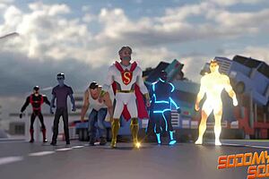 Sodomysquad - Héroes gays chupan y follan en grupo.