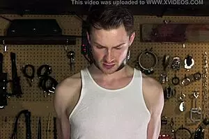 Young blonde jock gets whipped and fucked in BDSM