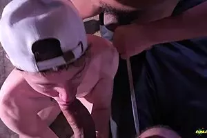 Big uncut cock throbbing as cum swapping continues