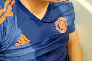 A young and handsome European gay drinks his own urine while masturbating