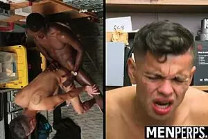 Straight teen tricked by police for bareback sex in shop