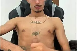 A young guy with a hairy dick cum on cum on a big cock