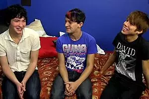 Straight lads try out gay sex in a 3 woman and 1 man scene