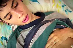 Skinny twink's massive solo orgasm