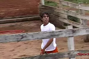 Interracial couple enjoys hardcore sex at the horse stable
