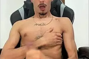 A young guy with a hairy dick cum on cum on a big cock