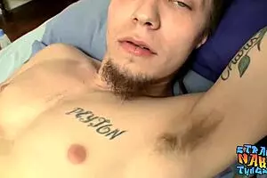long haired twink max ward strokes his massive fuck stick in solo session