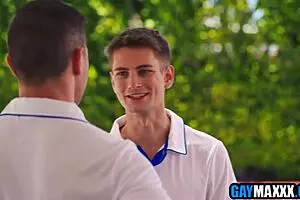 gay threesome at holiday resort with uniforms and hunks